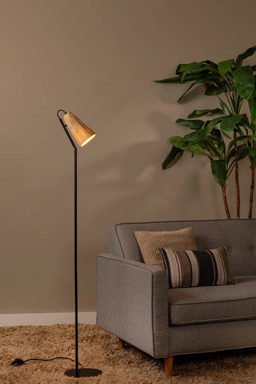 Lucide BENSEN - Vloerlamp - 1xE14 - Naturel - sfeer 1